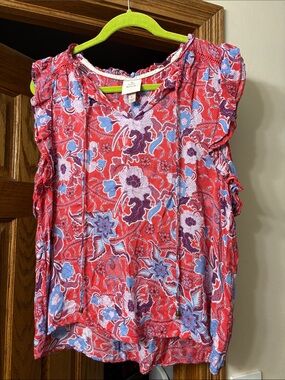 Knox Rose Red Floral Ruffle Sleeve Camisole